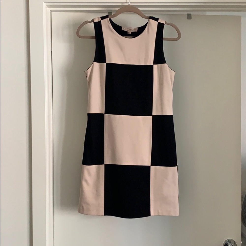 Tan and beige block dress